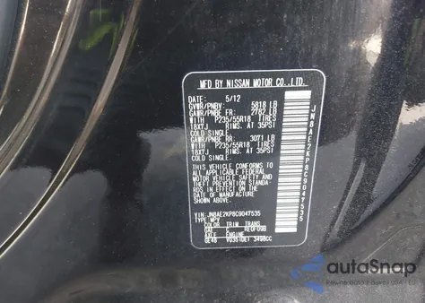 2012 Nissan Quest Le из США, поврежденный, VIN JN8AE2KP8C9047535